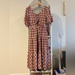 Pink gingham FRNCH midi dress